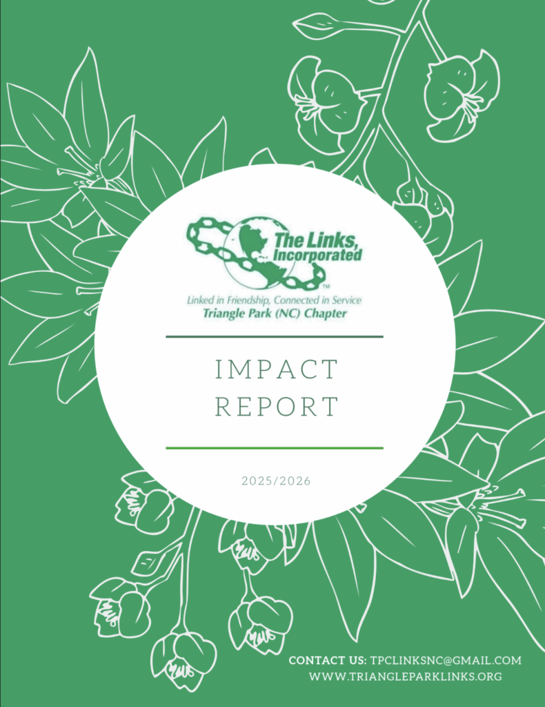 Screenshot of the cover of the 2025-2026 Impact Report for the Triangle Park NC Chapter of The Links, Incorporated